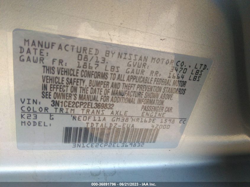 2014 NISSAN VERSA NOTE SV - 3N1CE2CP2EL369832
