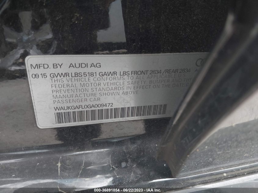 2016 AUDI S4 PRESTIGE - WAUKGAFL0GA009472