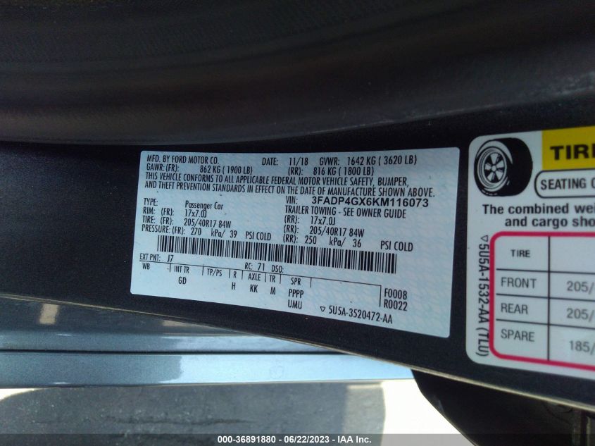 2019 FORD FIESTA ST - 3FADP4GX6KM116073