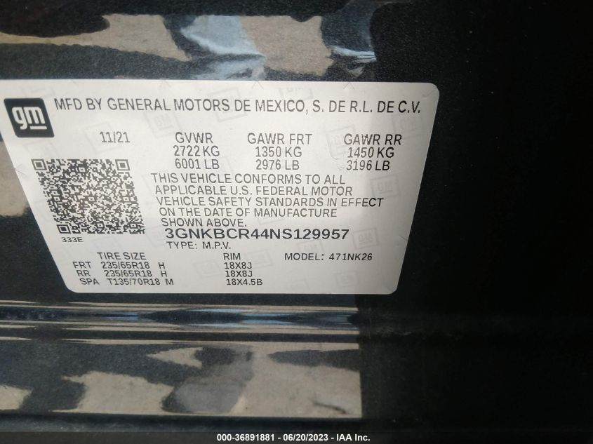 2022 CHEVROLET BLAZER LT - 3GNKBCR44NS129957