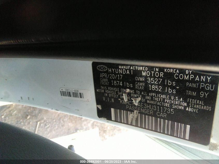 2017 HYUNDAI ACCENT SE - KMHCT4AE3HU311735