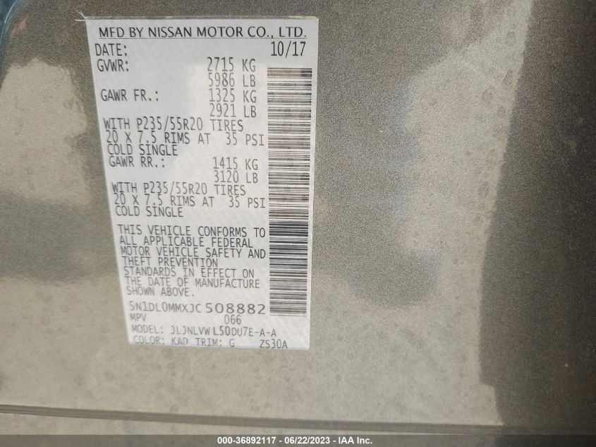 2018 INFINITI QX60 - 5N1DL0MMXJC508882