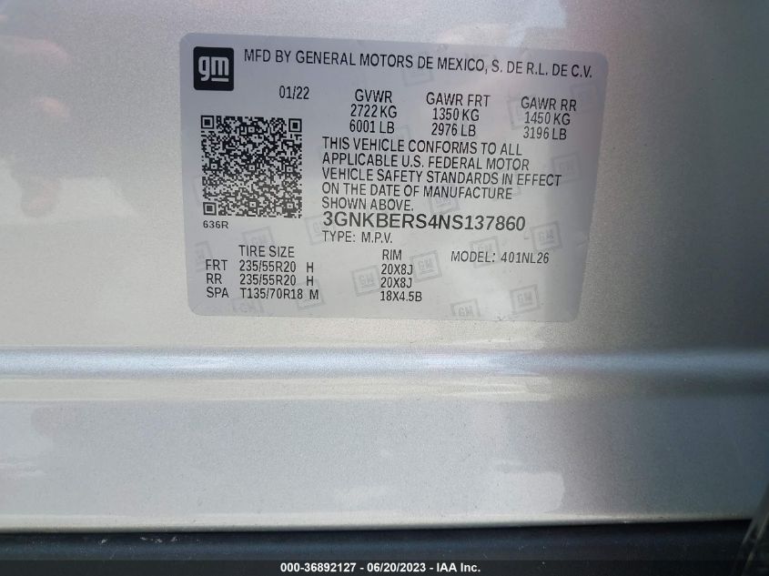 2022 CHEVROLET BLAZER RS - 3GNKBERS4NS137860
