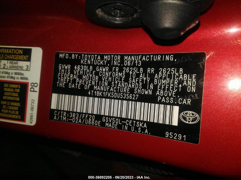 2013 TOYOTA CAMRY SE/XLE - 4T1BK1FK5DU535627
