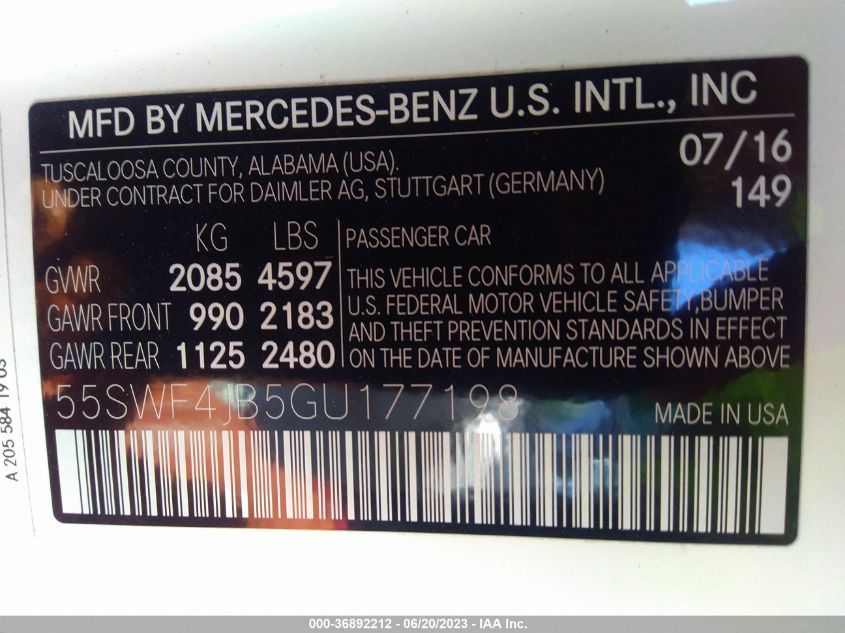 2016 MERCEDES-BENZ C-CLASS C 300 - 55SWF4JB5GU177198