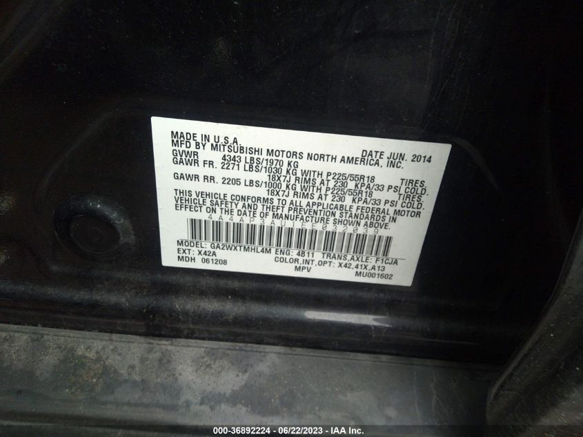 2014 MITSUBISHI OUTLANDER SPORT ES - 4A4AP3AU1EE032039