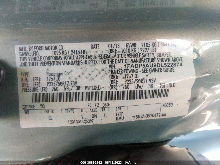 2013 FORD C-MAX HYBRID SE - 1FADP5AU9DL522874
