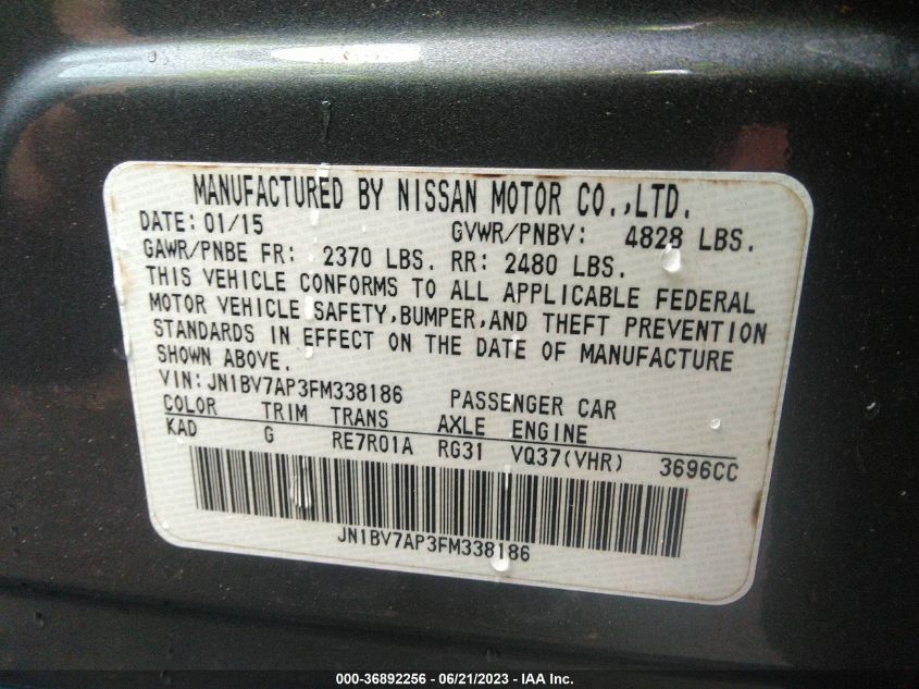 2015 INFINITI Q50 - JN1BV7AP3FM338186