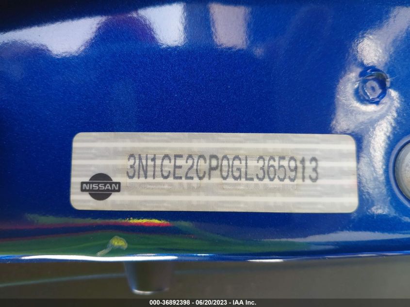 2016 NISSAN VERSA NOTE S/S PLUS/SV/SR/SL - 3N1CE2CP0GL365913