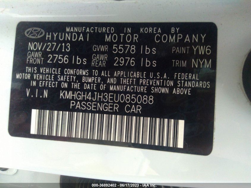 2014 HYUNDAI EQUUS SIGNATURE KMHGH4JH3EU085088