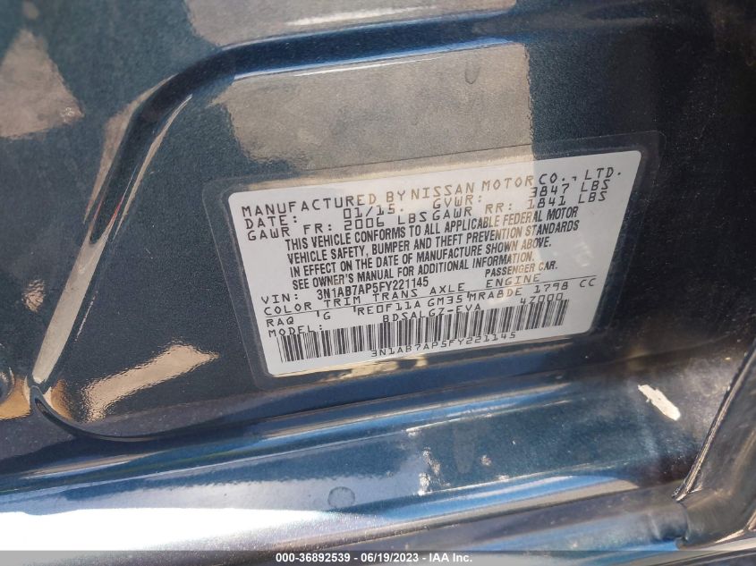 2015 NISSAN SENTRA SL - 3N1AB7AP5FY221145
