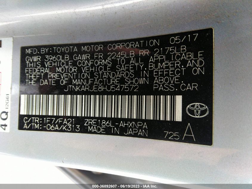 2017 TOYOTA COROLLA IM - JTNKARJE8HJ547572