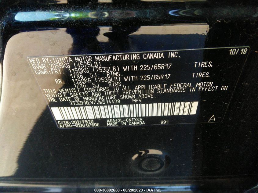 2018 TOYOTA RAV4 LE - 2T3ZFREV7JW514438
