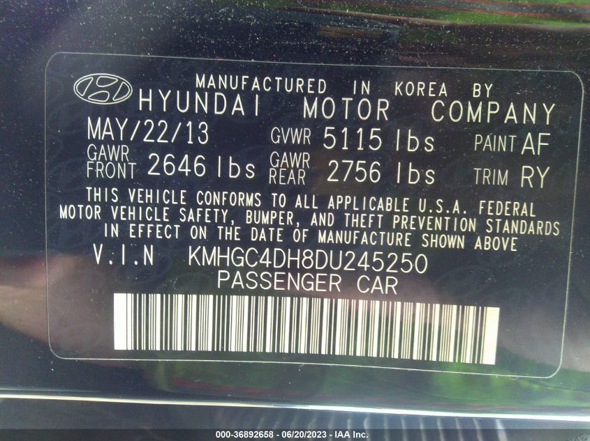 2013 HYUNDAI GENESIS 5.0L R-SPEC - KMHGC4DH8DU245250