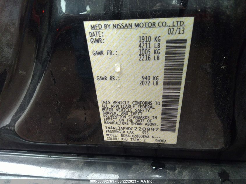 2013 NISSAN ALTIMA 2.5 SL - 1N4AL3AP9DC220997