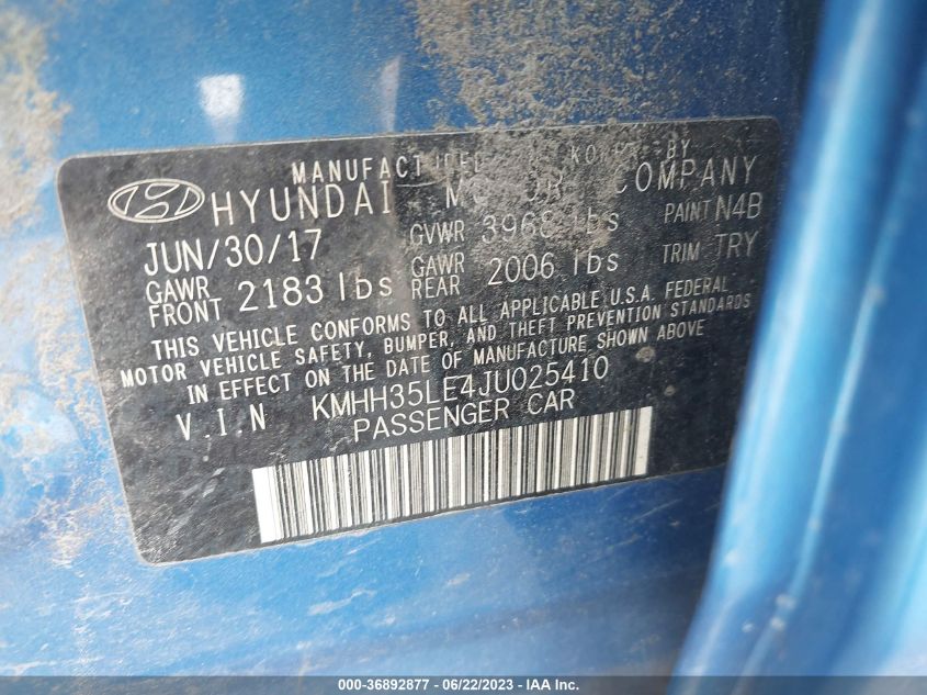 2018 HYUNDAI ELANTRA GT - KMHH35LE4JU025410