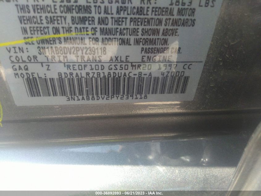 2023 NISSAN SENTRA SR - 3N1AB8DV2PY239118