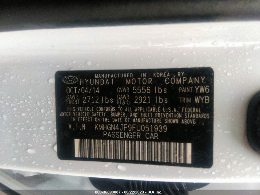 2015 HYUNDAI GENESIS 5.0L - KMHGN4JF9FU051939