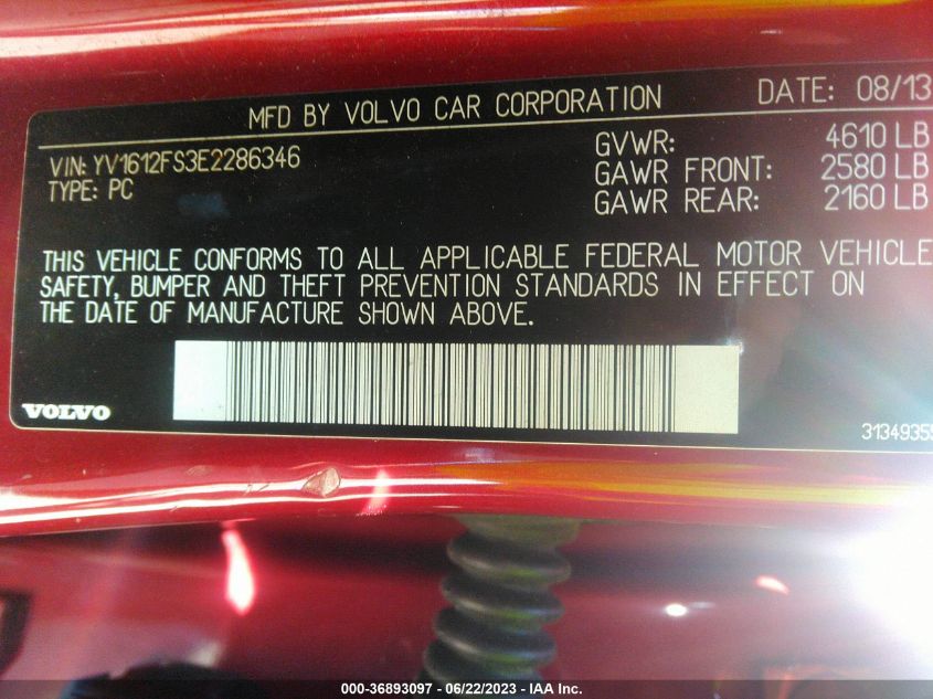 2014 VOLVO S60 T5 - YV1612FS3E2286346