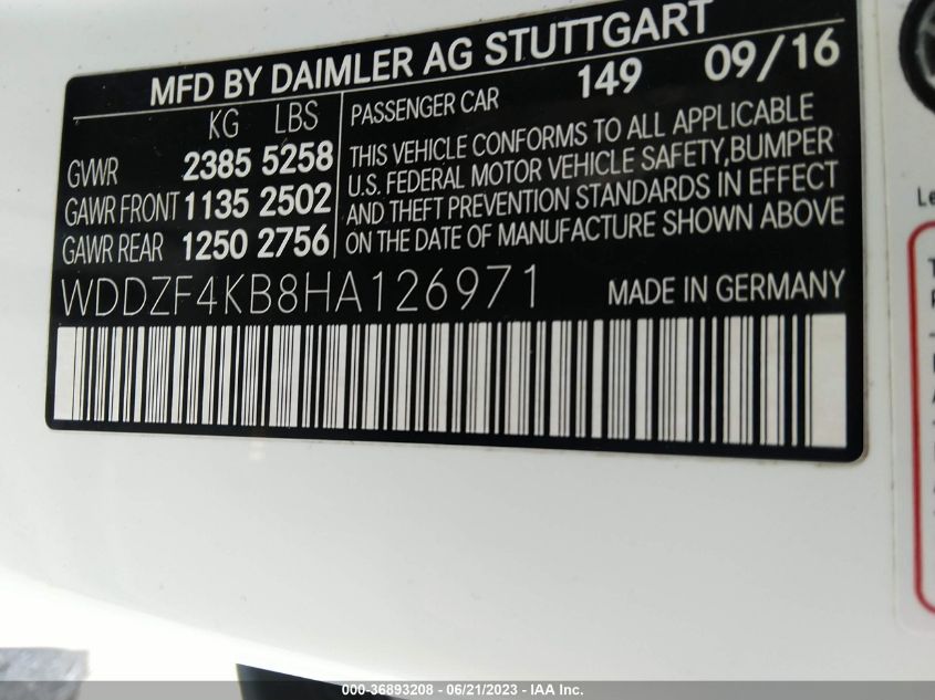 2017 MERCEDES-BENZ E-CLASS E 300 - WDDZF4KB8HA126971