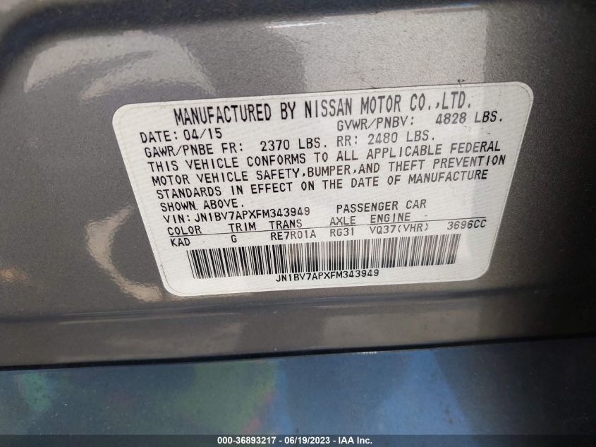 2015 INFINITI Q50 PREMIUM - JN1BV7APXFM343949