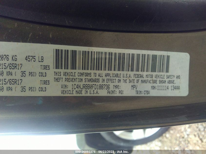 2015 JEEP PATRIOT SPORT - 1C4NJRBB0FD188736