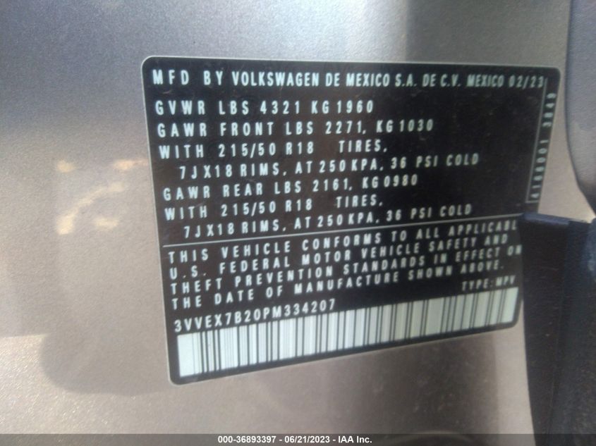 2023 VOLKSWAGEN TAOS SE - 3VVEX7B20PM334207