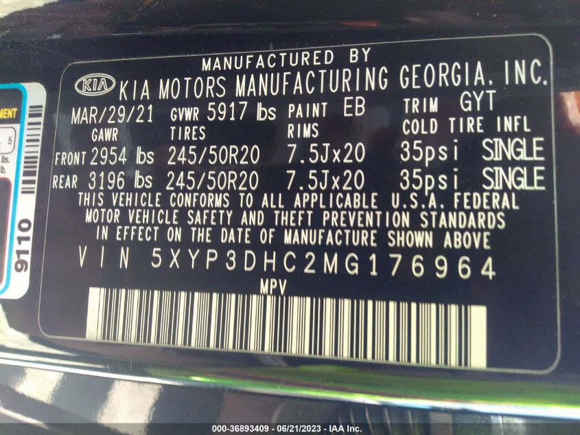 2021 KIA TELLURIDE EX - 5XYP3DHC2MG176964