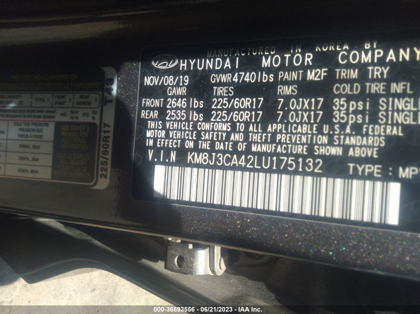 2020 HYUNDAI TUCSON VALUE - KM8J3CA42LU175132