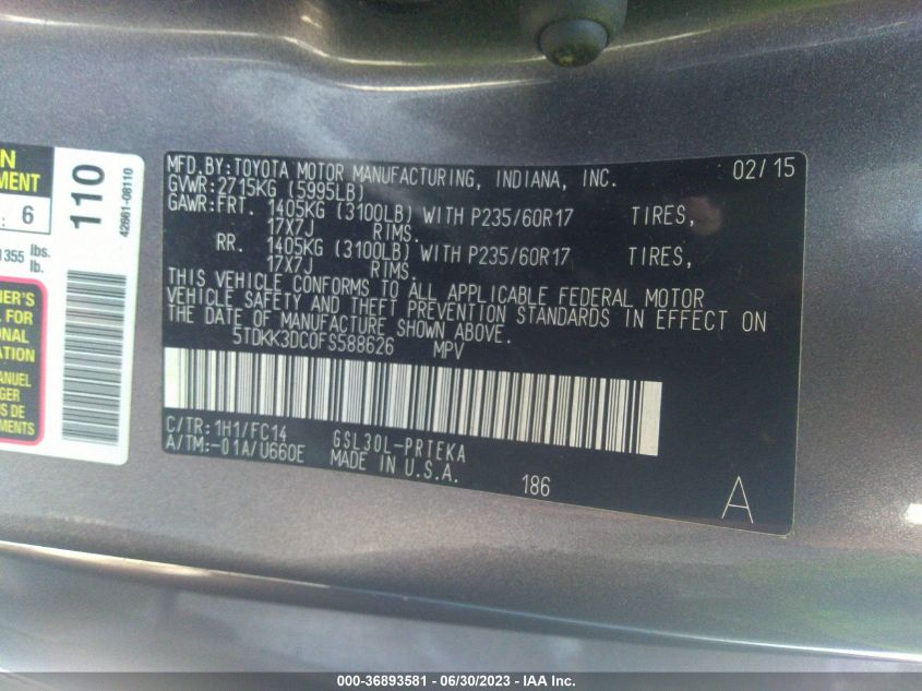 2015 TOYOTA SIENNA LE - 5TDKK3DC0FS588626