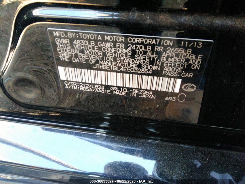 2014 LEXUS GS 350 - JTHBE1BL4E5032854