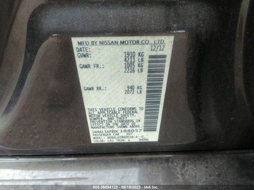 2013 NISSAN ALTIMA 2.5 SV - 1N4AL3AP8DC188057