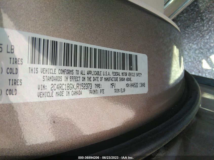 2018 CHRYSLER PACIFICA TOURING L - 2C4RC1BGXJR152373