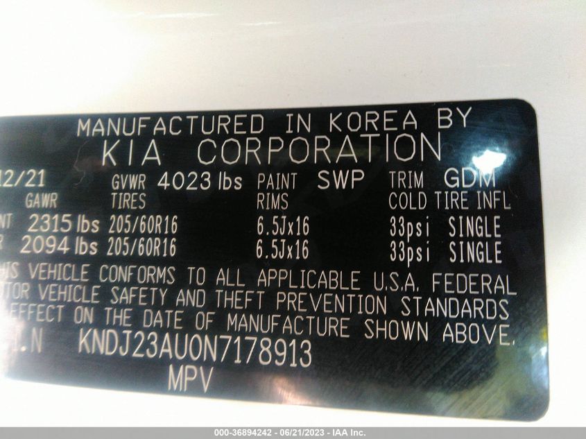 2022 KIA SOUL LX - KNDJ23AU0N7178913