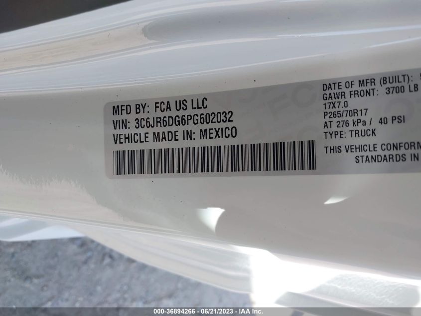 2023 RAM 1500 CLASSIC TRADESMAN - 3C6JR6DG6PG602032