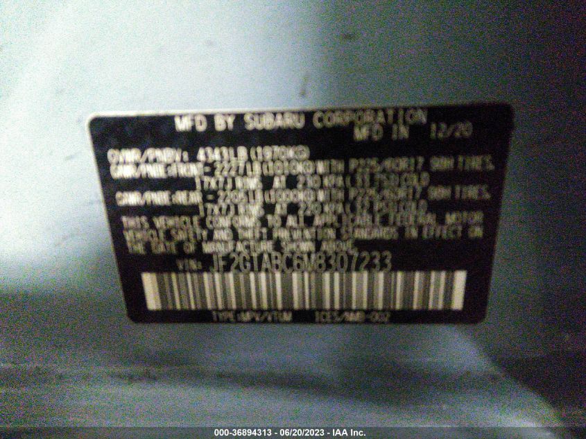 2021 SUBARU CROSSTREK - JF2GTABC6M8307233