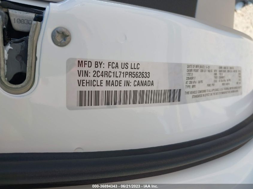 2023 CHRYSLER PACIFICA - 2C4RC1L71PR562633