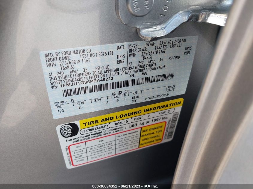 2023 FORD EXPEDITION XL - 1FMJU1G86PEA49223