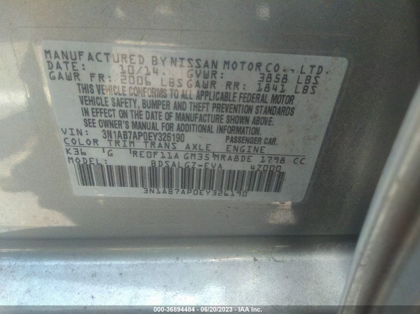 2014 NISSAN SENTRA SL - 3N1AB7AP0EY326190