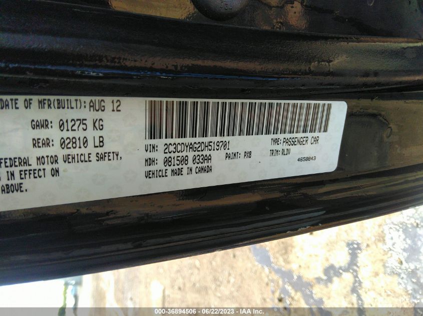 2013 DODGE CHALLENGER SXT PLUS - 2C3CDYAG2DH519701