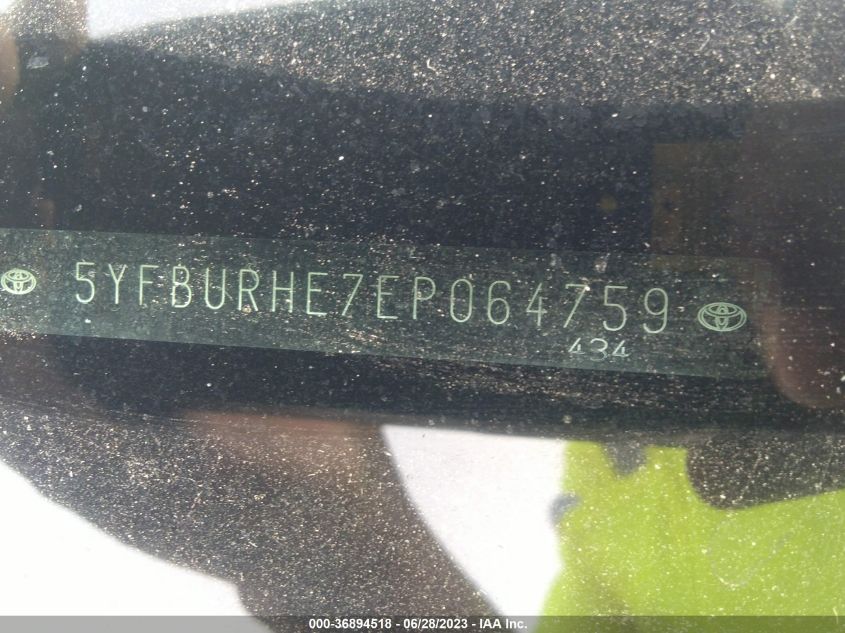 2014 TOYOTA COROLLA L/LE/S/S PLUS/LE PLUS - 5YFBURHE7EP064759