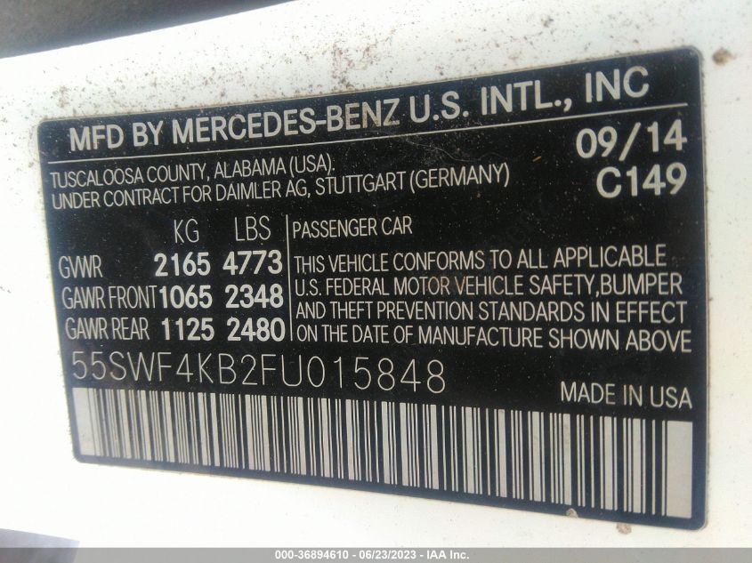 2015 MERCEDES-BENZ C-CLASS C 300 - 55SWF4KB2FU015848