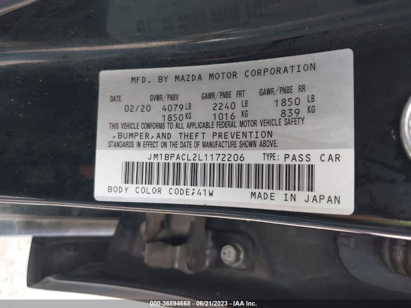 JM1BPACL2L1172206 Mazda Mazda3 Sedan SELECT PACKAGE 9