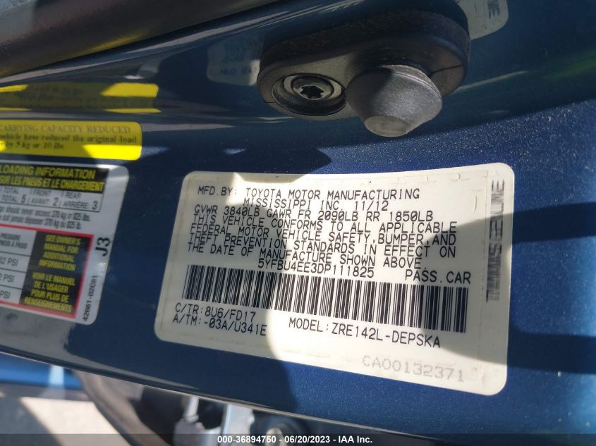 2013 TOYOTA COROLLA L/LE/S - 5YFBU4EE3DP111825