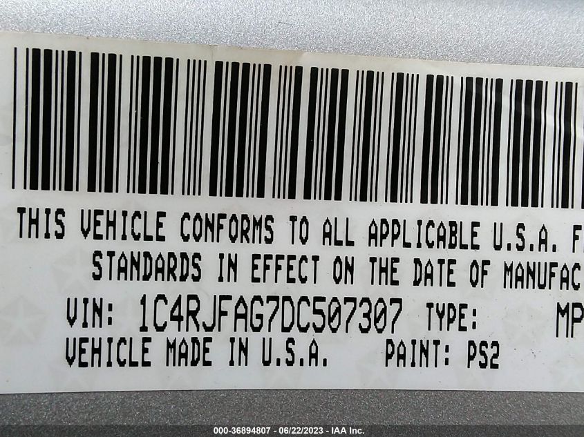 2013 JEEP GRAND CHEROKEE LAREDO - 1C4RJFAG7DC507307