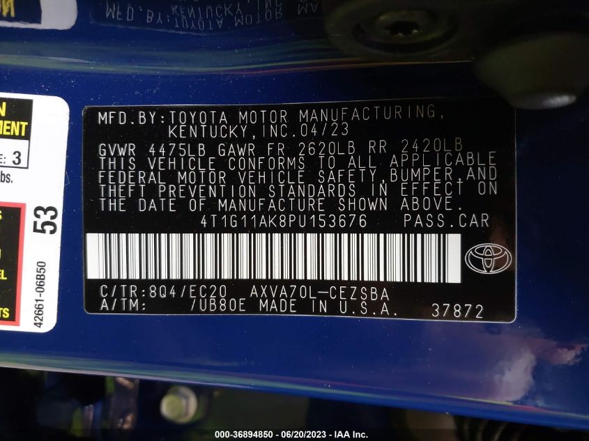 2023 TOYOTA CAMRY SE/SE NIGHTSHADE - 4T1G11AK8PU153676