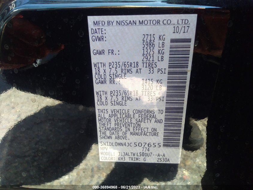 2018 INFINITI QX60 - 5N1DL0MN4JC507655