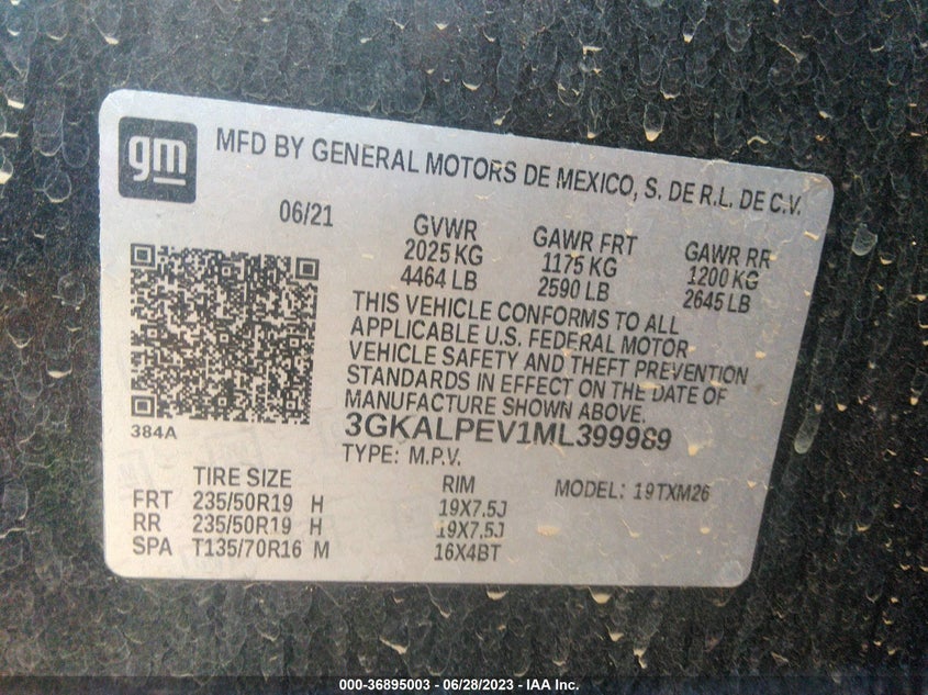 VIN 3GKALPEV1ML399989 2021 GMC TERRAIN SLT