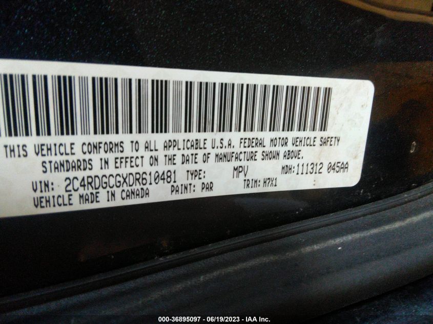 2013 DODGE GRAND CARAVAN SXT - 2C4RDGCGXDR610481