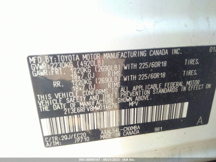 2021 TOYOTA RAV4 HYBRID XSE - 2T3E6RFV8MW014676